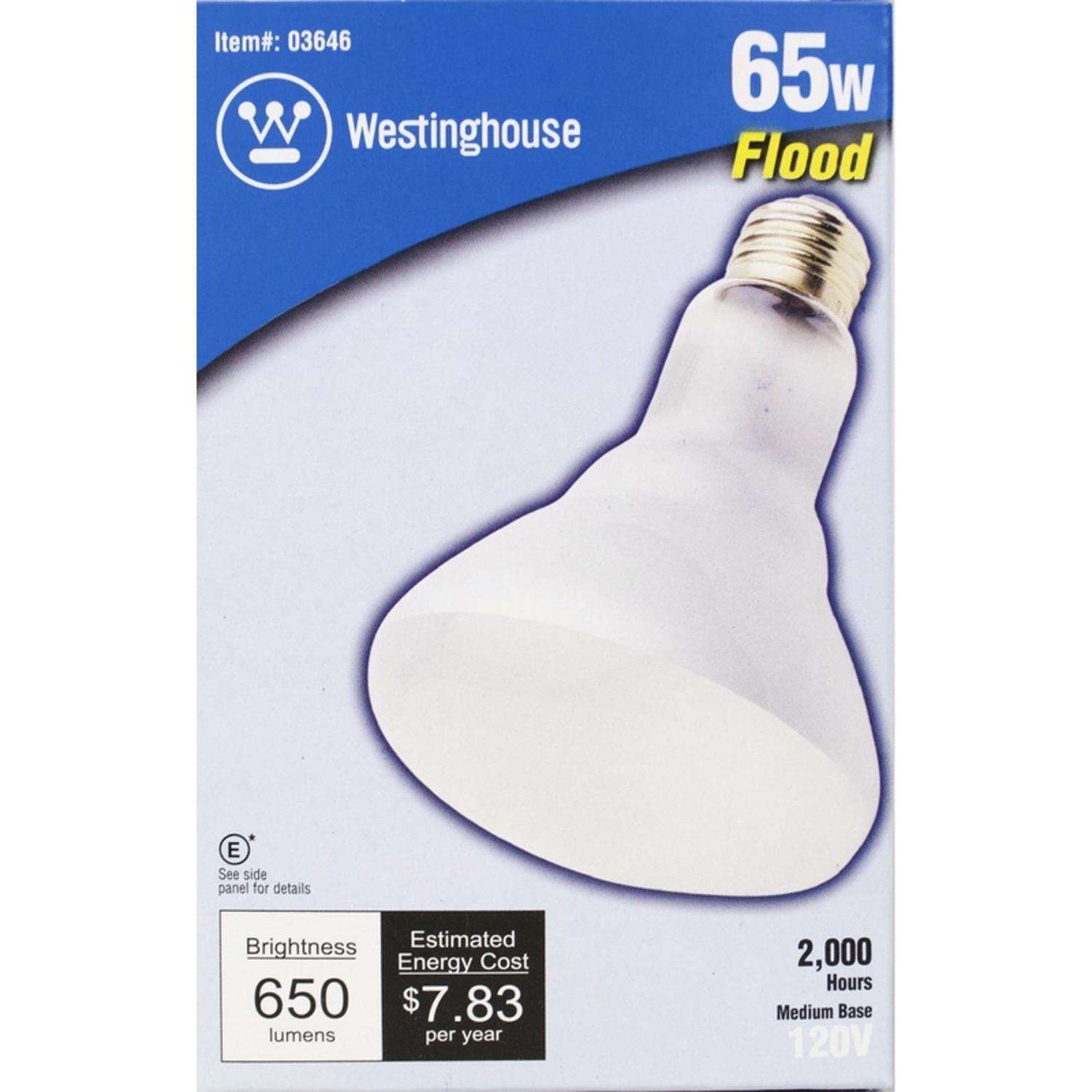 2000 Hour 650 Lumen Westinghouse Lighting 65 Watt 130 Volt Frosted Incand BR30 Light Bulb Westinghouse 0416500 